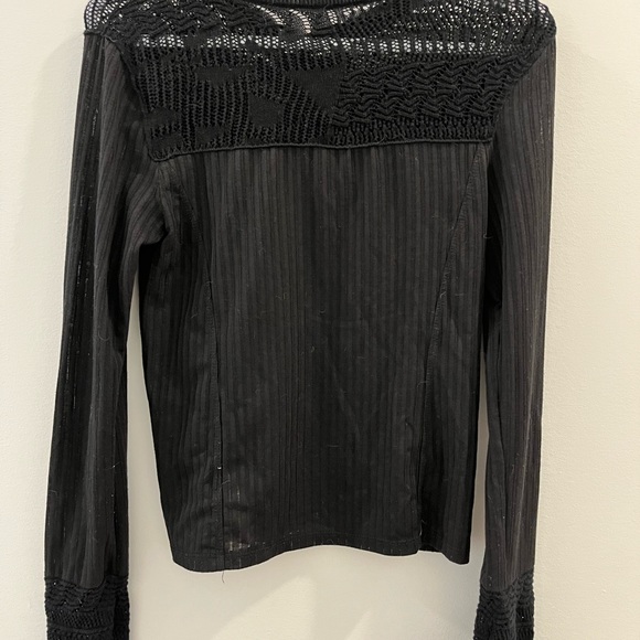 NWT Free People Colette Black Long Sleeve Tee - Picture 4 of 4